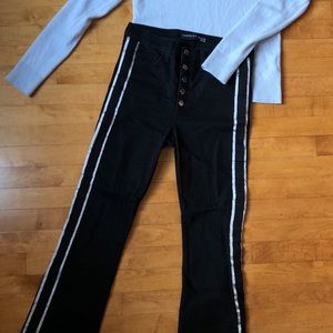 Veronica Beard Carolyn High-Rise Baby Boot Tuxedo Jeans In Black Size 27